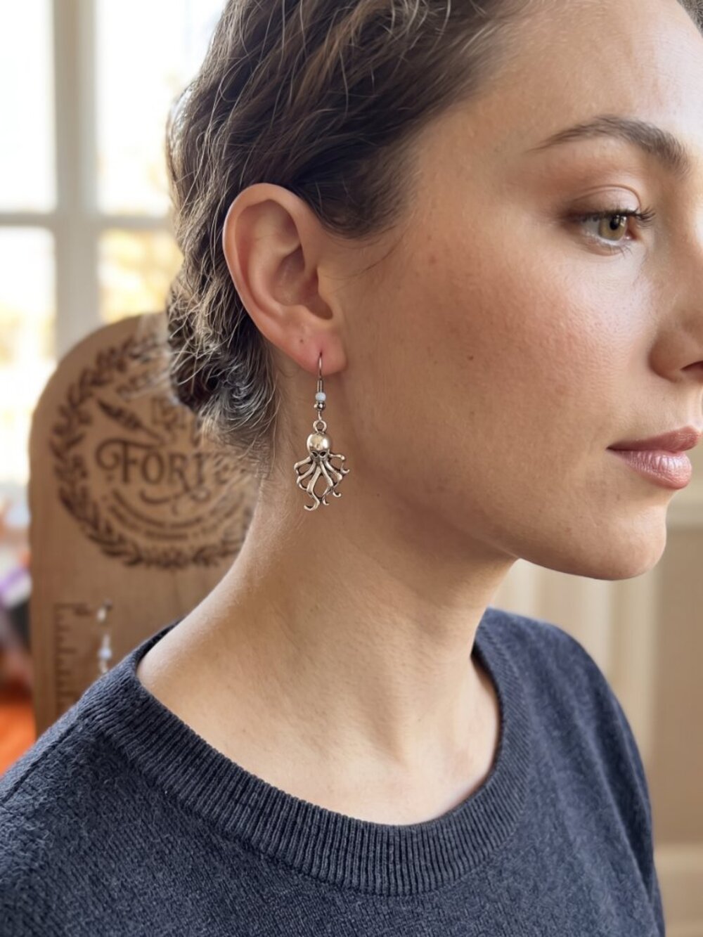 Octopus Dangle Earrings | Whimsigoth Nautical Ocean Sea Life Drops